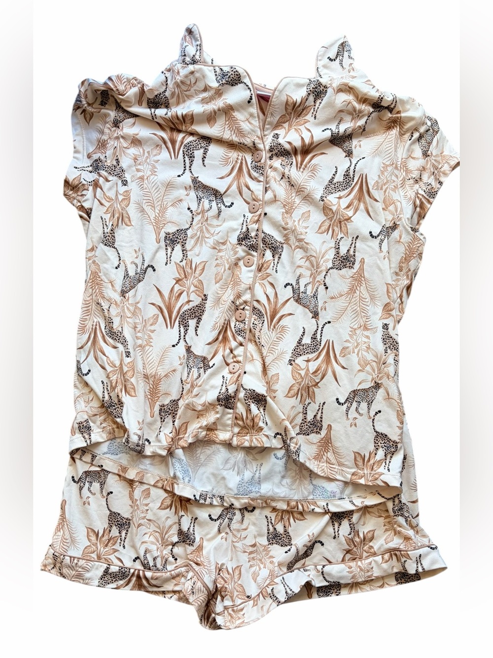 Tommy Bahama Leopard Tropical Print 2 Piece Short Pajama Set